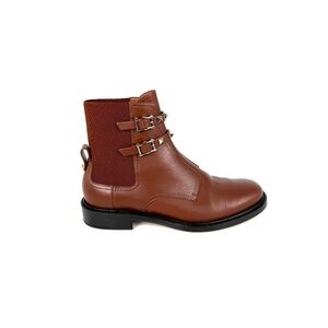 VALENTINO Beatle Buckle Rockstud Brown Leather Ankle Boots 38.5, 8
